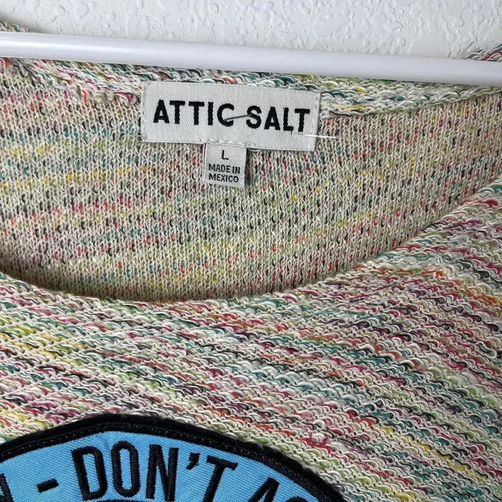 Attic Salt Sweater Womens Large Multicolor Linen‎ Blend Knit Pullover Not Today